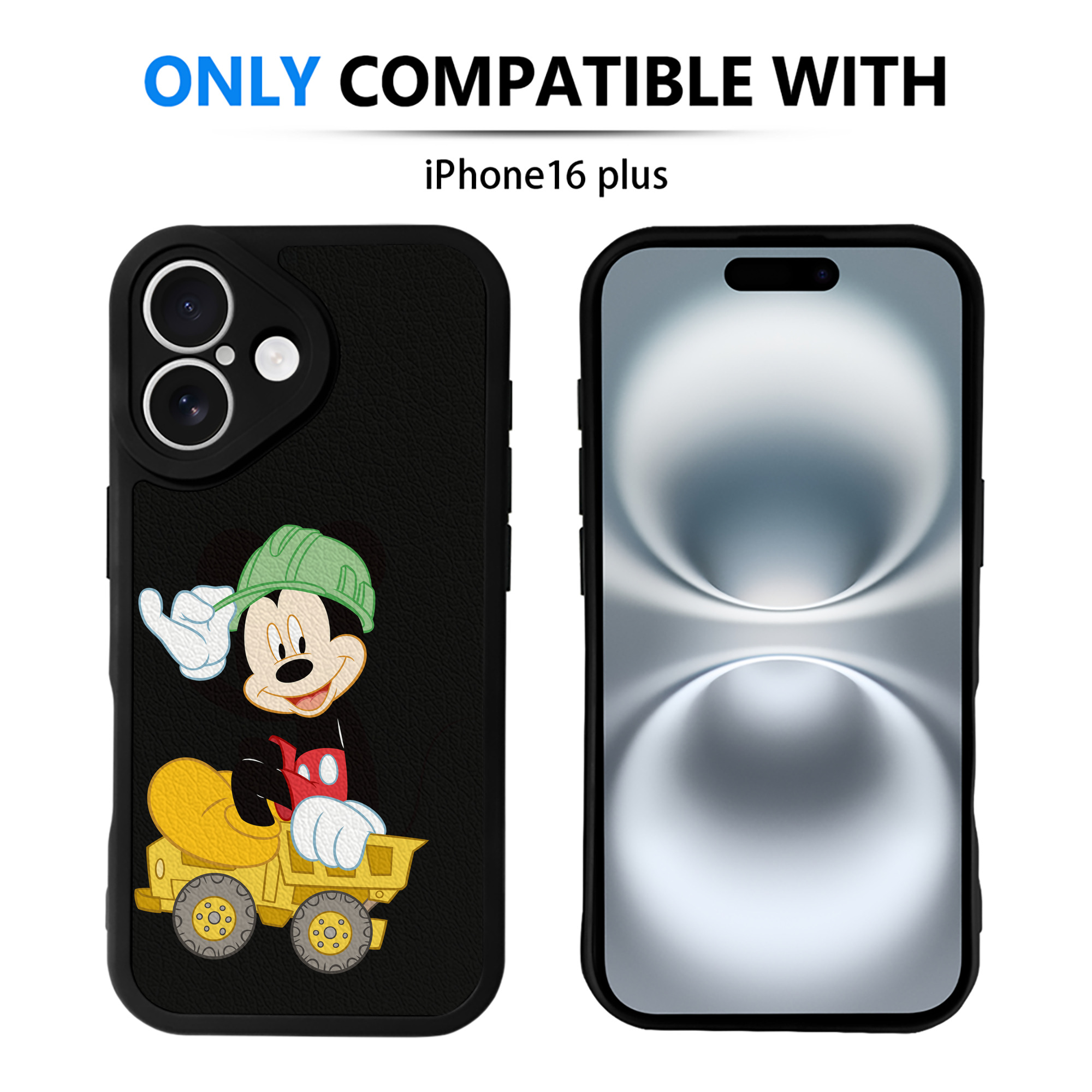（画像用） ミッキーマウス Mickey Mouse 【iPhone 16シリーズ対応】シリコンスマホケース（レザー調） 材質：シリコン